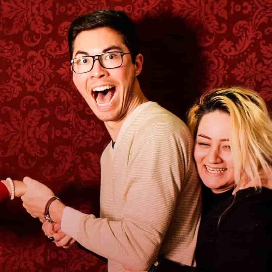 Guest reacting with a genuinely terrified expression