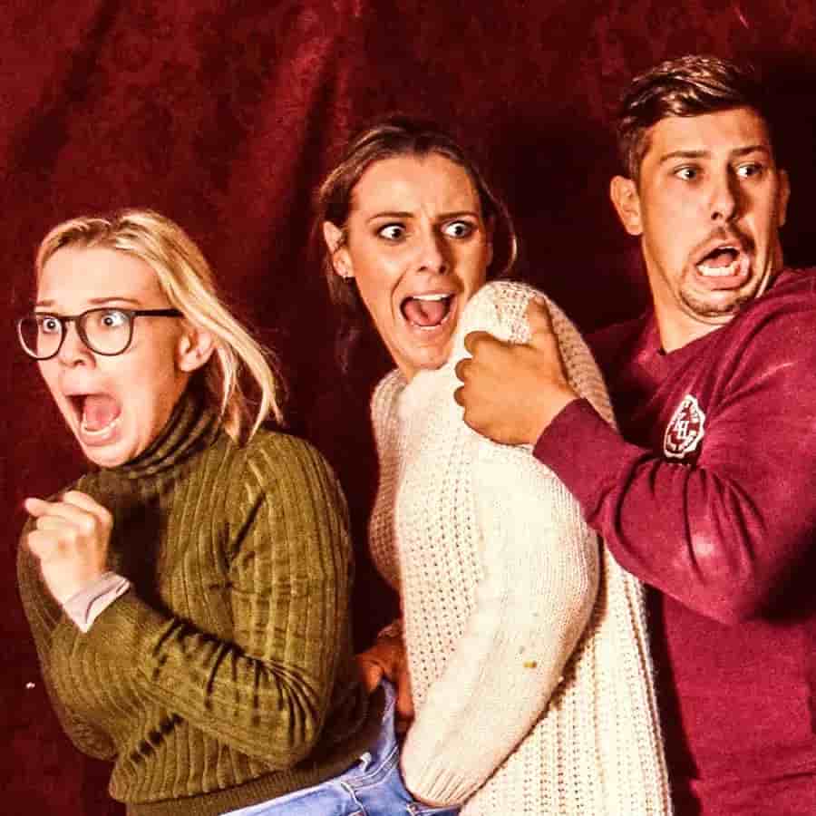A perfect scream captured in the middle of the haunted attraction